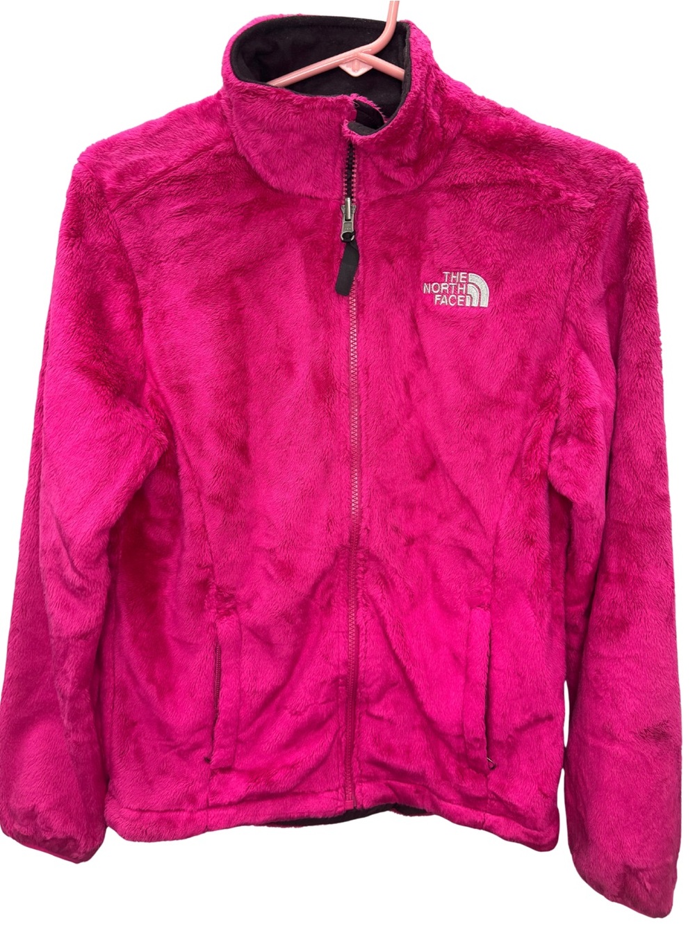 The North Face Pink Fleece Full Zip Jacket With Logo Womens Small